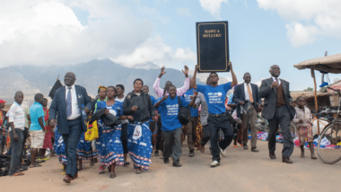 Celebrating with a representation of the Ellomwe Bible